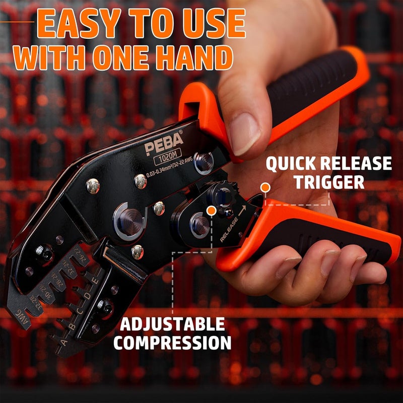 PEBA JST Ratcheting Crimper 32-22 AWG for 1.0mm/1.25mm/1.5mm/2.0mm Pitch Micro Connectors, Crimping Tool for JST-SH 1.0mm/GH 1.25mm/ZH1.5mm/PH 2.0mm, Molex TE terminals - Precision JST Crimp Tool - Image 5